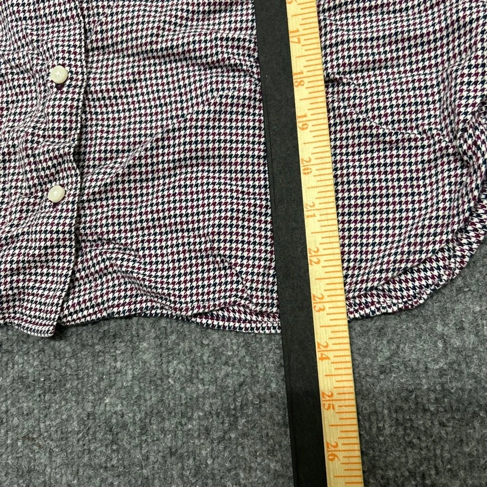 Tommy Hilfiger Button Down Womens Size M Burgundy Houndstooth Cotton Long Sleeve